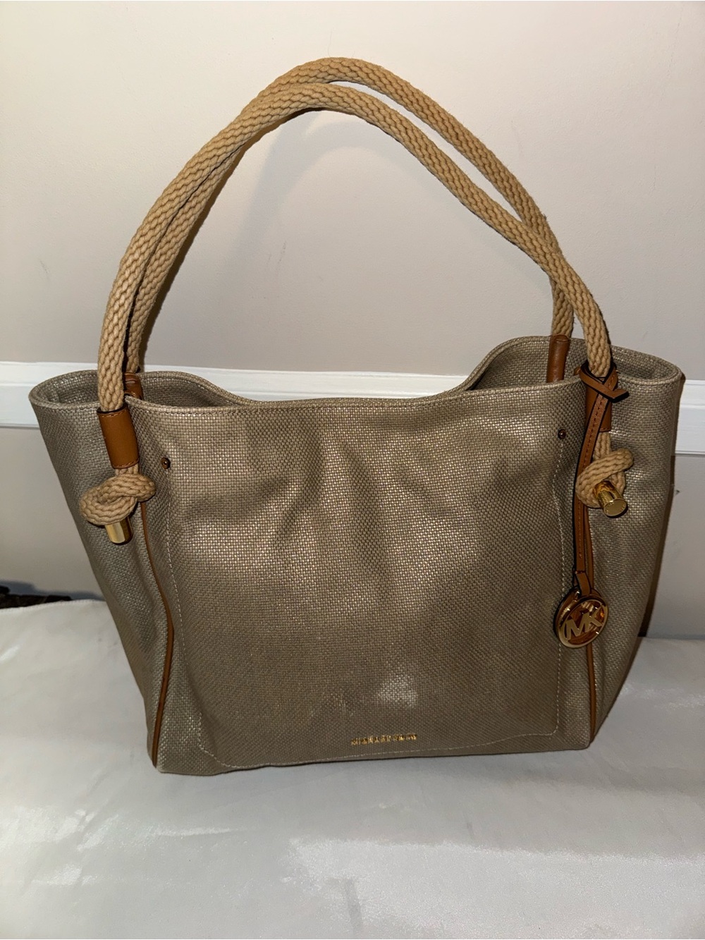 Michael Kors Metallic Gold Tote with Rope Handles